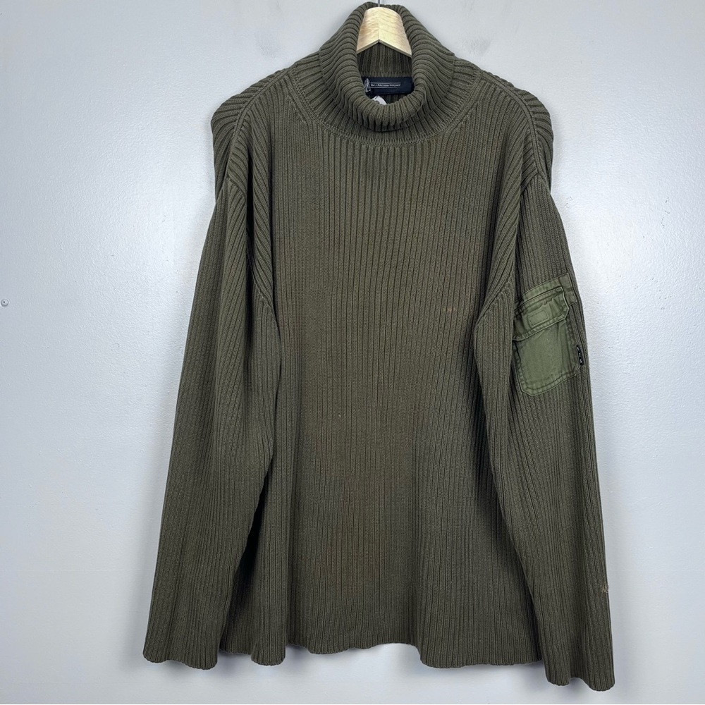 The J Peterman Company Men's Cotton Miltary Style Turtle Neck Sweater Size XL